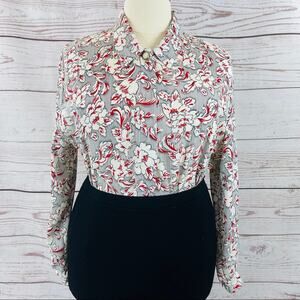 Limited Editions silky floral blouse black red